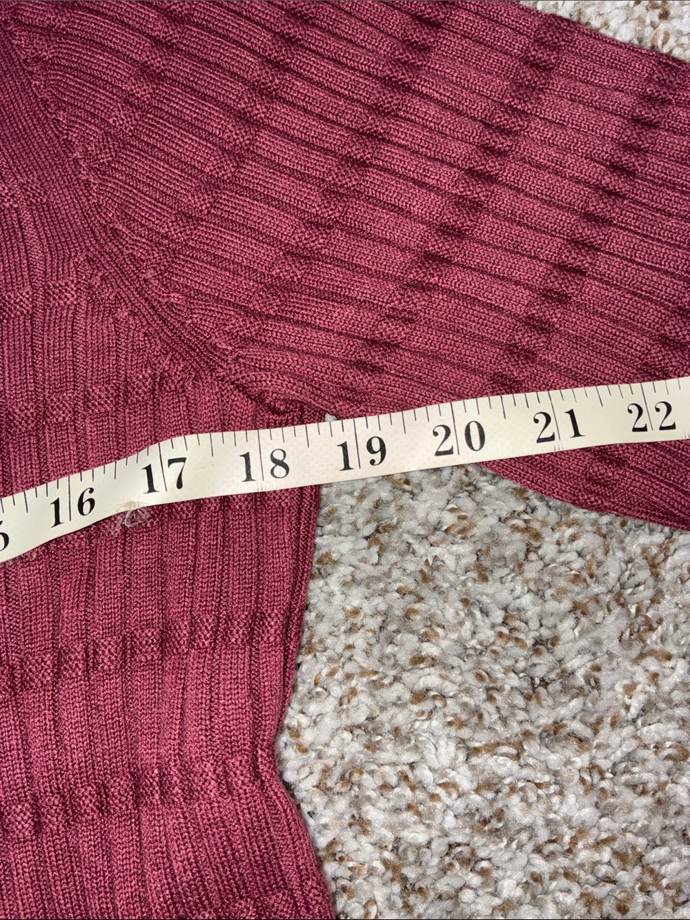 Apt. 9 Burgundy Ribbed Knit Short Sleeve Top L Heavier Weight Drape - Picture 6 of 8